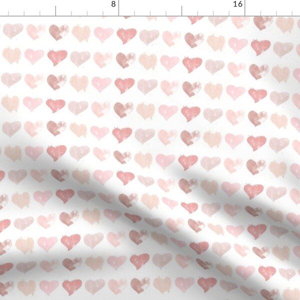 Dusty Rose Fabric - Dusty Rose Hearts By Hipkiddesigns - Watercolor Mauve Valentines Day Love Cotton Fabric By The Yard With Spoonflower