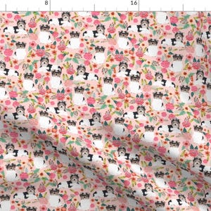 Pink Lap Dog Fabric - Biewer Terrier Floral Dog Toy Breed Dog Owners By Petfriendly - Small Dog Cotton Fabric by the Yard with Spoonflower