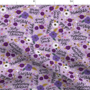 Swear Words Fabric - Cute Not So Sweary- Toss Purple By Cynthiafrenette - Swear Words on Purple Cotton Fabric By The Yard With Spoonflower