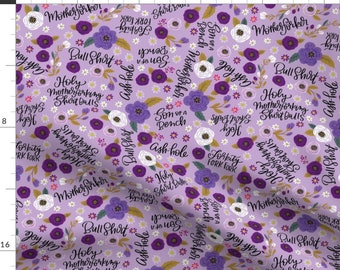 Swear Words Fabric - Cute Not So Sweary- Toss Purple By Cynthiafrenette - Swear Words on Purple Cotton Fabric By The Yard With Spoonflower