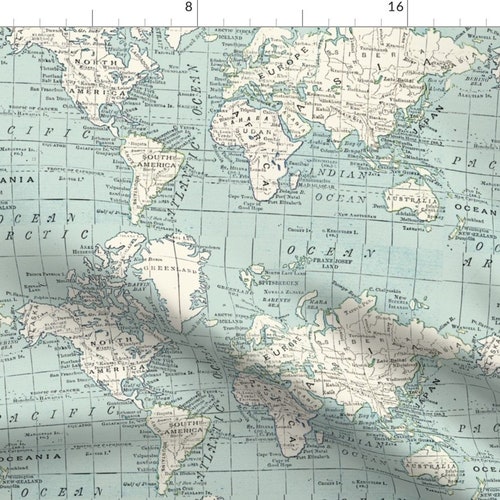 Map Fabric Max's Map olive Custom Fabric by Nouveau Etsy