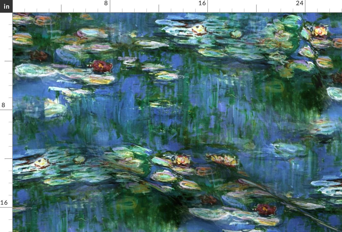 Monet Fabric - Claude Monet Water Lilies 1916 ~ Large By Peacoquettedesigns French Impressionism -Cotton Fabric By The Yard With Spoonflower