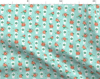 Autumn Florals Fall Pumpkin Spice Latte Fabric Autumn Pumpkin Spice Coffee By Charlotte Winter- Cotton fabric by the yard with Spoonflower