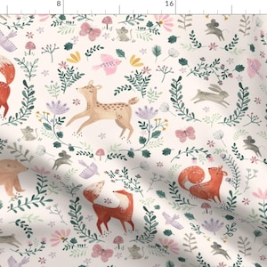 Woodland Fabric - Wildwood By Sarah Knight - Woodland Nursery Animals Gender Neutral Childrens Cotton Fabric By The Yard With Spoonflower