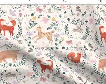 Woodland Fabric - Wildwood By Sarah Knight - Woodland Nursery Animals Gender Neutral Childrens Cotton Fabric By The Yard With Spoonflower