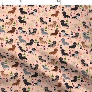 Dachshunds + Wine Fabric - Dachshund Wine Fabric Wine And Booze Champagne By Petfriendly - Cotton Fabric by the Yard With Spoonflower