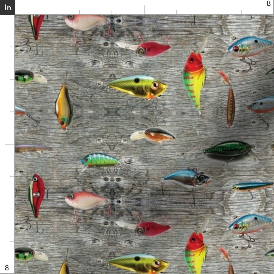 Fishing Lure Fabric Gone Fishing by Jenarra Fishing Lure Etsy