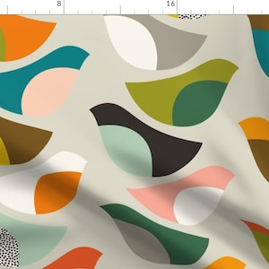 Mod Birds Fabric - Midmod Migrators by katerhees - Mid Century Spring Birds Colorful Multicolor Modern  Fabric by the Yard by Spoonflower
