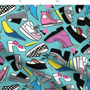 Shoes Fabric - Kickin It 90s Style By Cynthiafrenette - Shoes Fashion Icon Nostalgic Classics Cotton Fabric By The Yard With Spoonflower