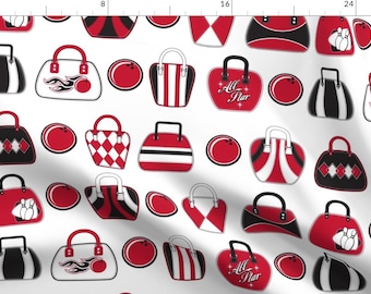 Bowling Bag Fabric - Bowling Bags By Cjldesigns - Red and Black Bowling Sport Bag Cotton Fabric By The Yard With Spoonflower