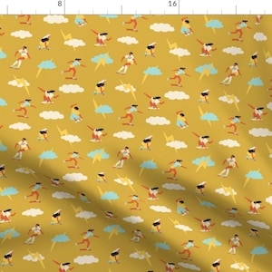 Skater Girls Fabric - You Go Girl by tasiania - Retro 1970s Skateboard Feminism Women Skateboarding Fabric by the Yard by Spoonflower