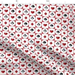 Playing Card Fabric - Playing Card Suits by blackfeathergrass - Suit Of Cards Gambling Red Black  Fabric by the Yard by Spoonflower
