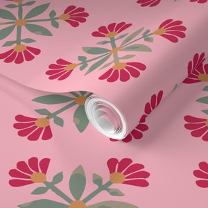 Mexican Tile Wallpaper Mexican Rose Retro Pink by Jenlats - Etsy