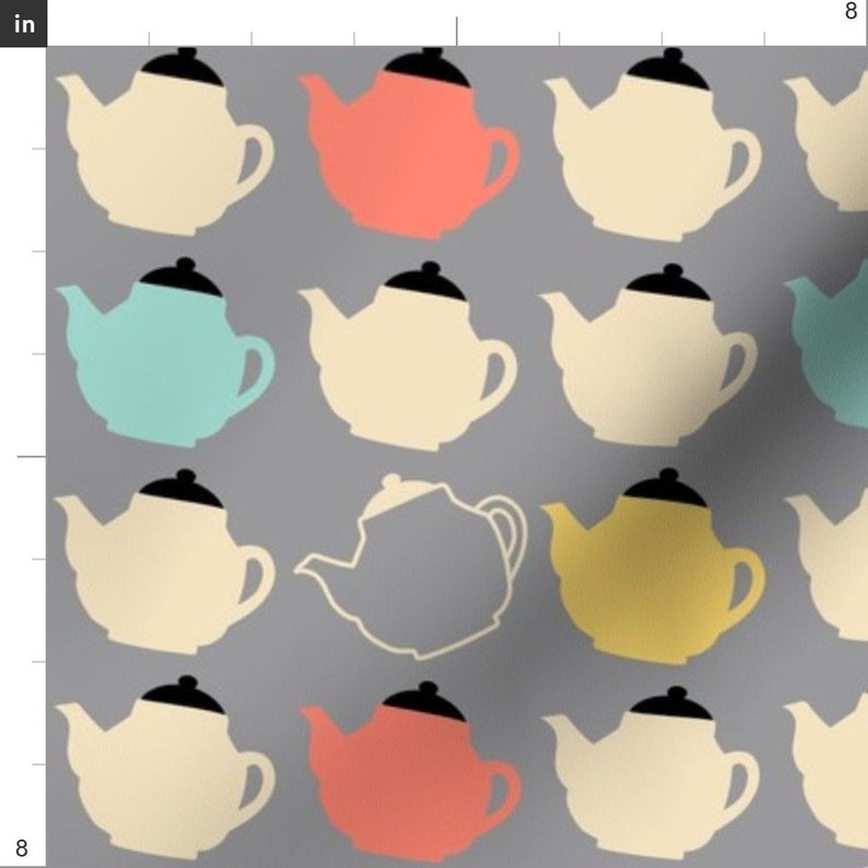 Retro Teapot Fabric Teapots by Oleynikka Mod Kitchen Decor Etsy