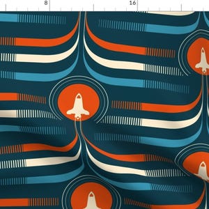 Space Fabric - 3...2...1... Liftoff by pakanta_handmade - Rocket Spaceship Space Shuttle Liftoff Usa Red Fabric by the Yard by Spoonflower