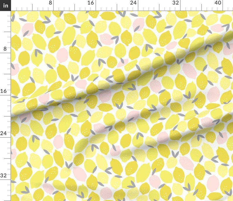 Yellow and Pink Lemons Fabric Pink Lemonade by Shelbyallison Etsy