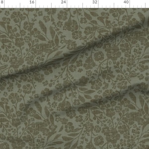 Cottage Fabric - Cottage Floral Olive by pamela_griffin_studio - Botanical Moody Vintage Bohemian Rustic Fabric by the Yard by Spoonflower image 2