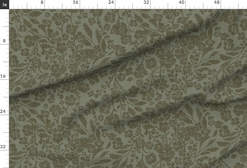 Cottage Fabric - Cottage Floral Olive by pamela_griffin_studio - Botanical Moody Vintage Bohemian Rustic Fabric by the Yard by Spoonflower image 2
