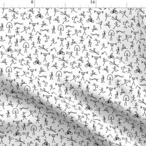 Fitness Fabric - Sporty Stickman By Seesawboomerang - Exercise Sports Fitness Weights Tennis Cotton Fabric By The Yard With Spoonflower