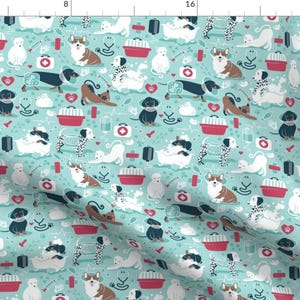 Vet Fabric - Vet Medicine Happy And Healthy Friends Small Scale By Selmacardoso - Veterinary Pets Cotton Fabric By The Yard With Spoonflower