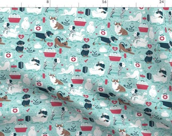 Vet Fabric - Vet Medicine Happy And Healthy Friends Small Scale By Selmacardoso - Veterinary Pets Cotton Fabric By The Yard With Spoonflower