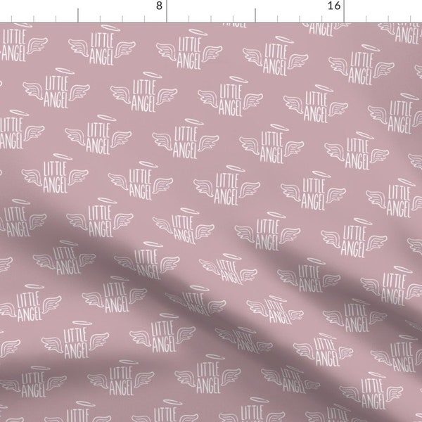 Mauve Angel Fabric - Little Angel Mauve By Littlearrowdesign - Dusty Rose Faded Pink Purple Angel Cotton Fabric By The Yard With Spoonflower