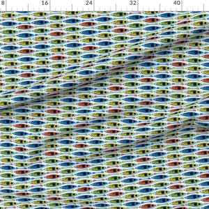 Blue And Red Kayak Natural Camping Pattern Fabric - Kayaks-01 By Bevwestcreative - Kayak Cotton Fabric By The Yard With Spoonflower image 2