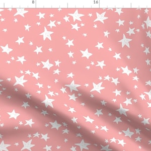 Pink Star Fabric - Stars Ballerina Pink Nursery Baby Girls By Andrea Lauren - Pink Nursery Stars Cotton Fabric by the Yard With Spoonflower