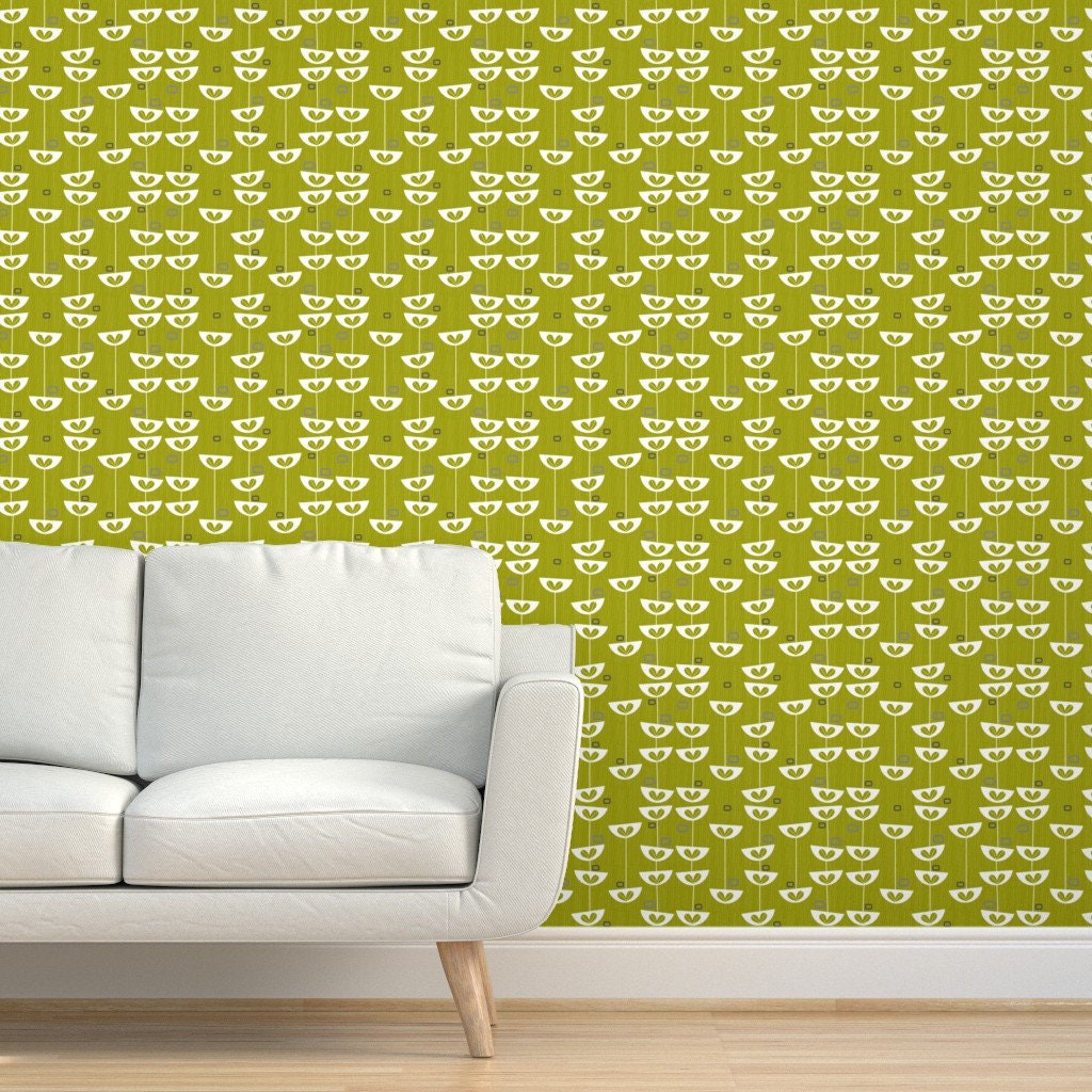 Green Botanical Wallpaper Floral By Gigirn46Aim Com | Etsy
