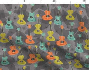 Ukulele Fabric - Ukulele Aloha Allover By Bzbdesigner - Hawaiian Instrument Guitar Music Musical Cotton Fabric By The Yard With Spoonflower