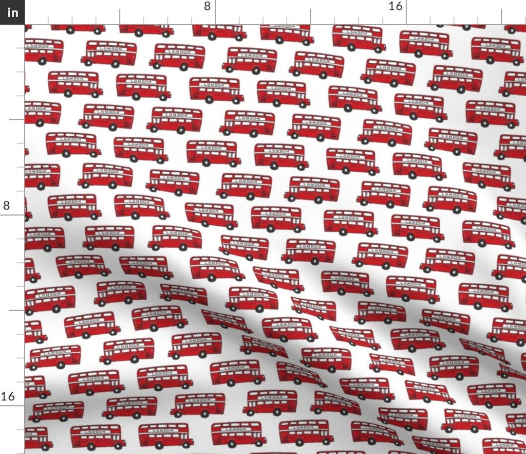 London Bus Fabric England Tourist Double Decker Bus Fabric by Andrea ...