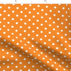 Halloween Fabric - White Polka Dots On Orange by thehappynoodledesigncompany - Dots Retro Orange White Fabric by the Yard by Spoonflower