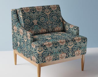 Tela de tapicería victoriana verde azulado - Madreselva y tulipán de utart - Tela antigua vintage William Morris cortada a medida con Spoonflower