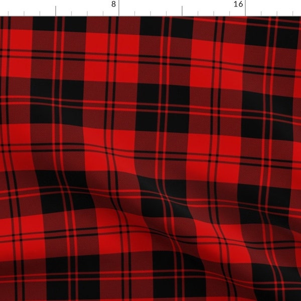 Black + Red Tartan Fabric - Erskine Black And Red Tartan By Weavingmajor - Erskine Tartan Plaid Cotton Fabric By The Yard With Spoonflower