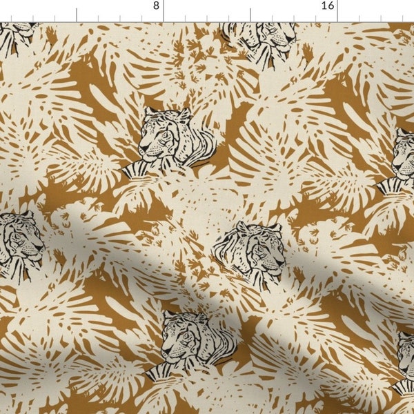 Linen Brown And White Abstract Fabric - Hammah Jungle By Holli Zollinger - Linen Brown White Cotton Fabric By The Yard With Spoonflower