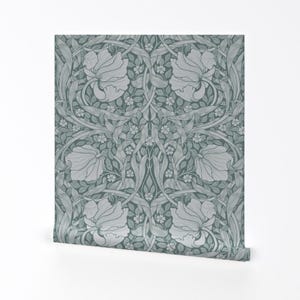 William Morris Removable Peel and Stick Wallpaper - Pimpernel Nature  - Wall Art Wall Decor - Pimpernel In Soft Wintermint by salvagescapes