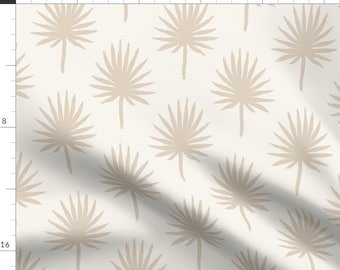 Beige Palm Apparel Fabric - Coastal Fan by crystal_hayden_designs - Fronds Cream Desert Warm Beachy Island Clothing Fabric by Spoonflower