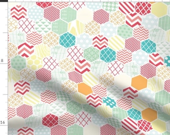 Honeycomb Fabric - Honeycomb Multi Color Hexagons By Allisonkreftdesigns - Honeycomb Cotton Fabric By The Yard With Spoonflower