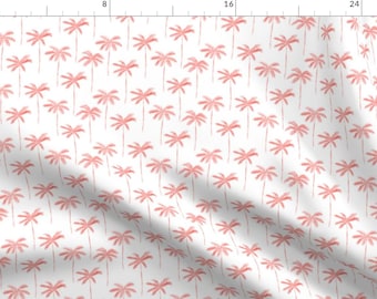 Palm Tree Fabric - Watercolor Palm Coral By Littlearrowdesign - Tropical Trees Summer Decor Cotton Fabric By The Yard With Spoonflower
