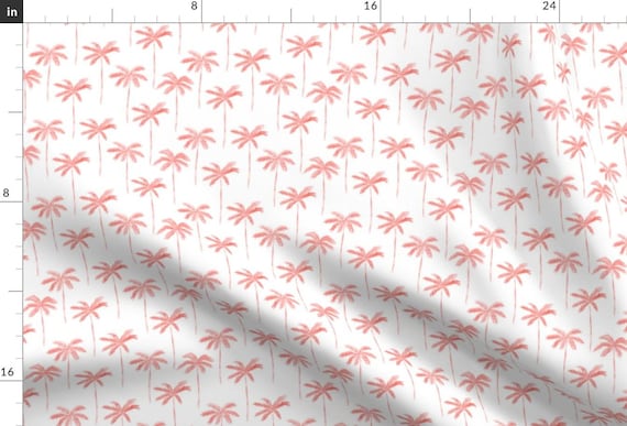 Palm Tree Fabric - Watercolor Palm Coral By Littlearrowdesign - Tropical Trees Summer Decor Cotton Fabric By The Yard With Spoonflower