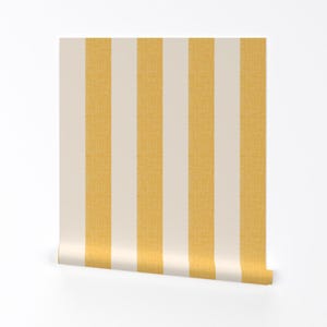 Lemon Yellow Stripe Removable Peel and Stick Wallpaper - Amalfi Pool Stripe - Wall Art Wall Decor - Wide Stripe by paisleyanddot_llc