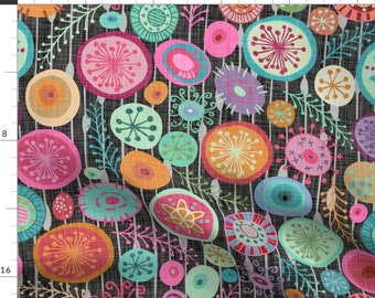 Decorative Circles Fabric - Mod Circles By Fernlesliestudio - Floral Circles Colorful Upholstery Cotton Fabric By The Yard With Spoonflower