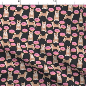 Tan Shiba Inu Fabric - Shiba Inu Donut By Petfriendly - Red Sesame Shiba Inu Hipster Dog Donut Cotton Fabric By The Yard With Spoonflower