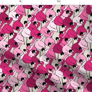 Pink Flamingo Fabric - Pink Flamingos By Pond Ripple - Hipster Tropical Flamingo Cotton Fabric By The Yard With Spoonflower