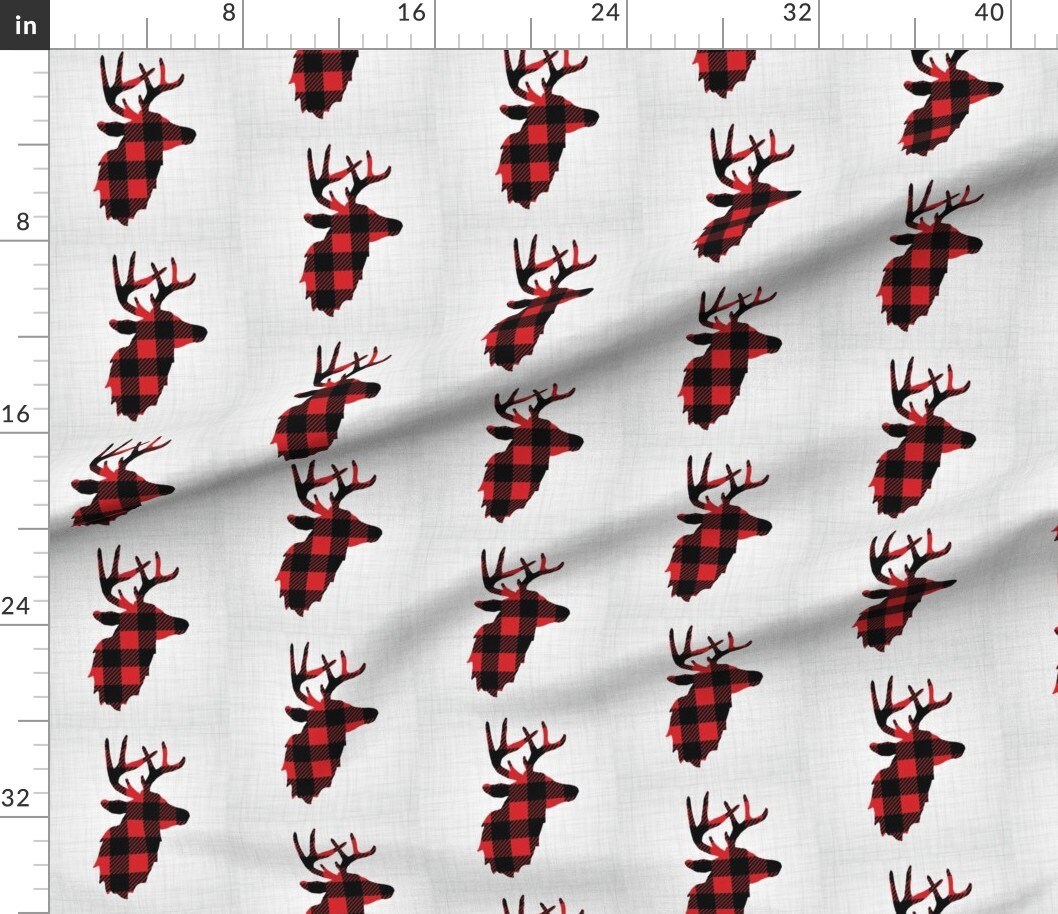 Lumberjack Deer Fabric 8 Quilt Block Deer In Buffalo Etsy