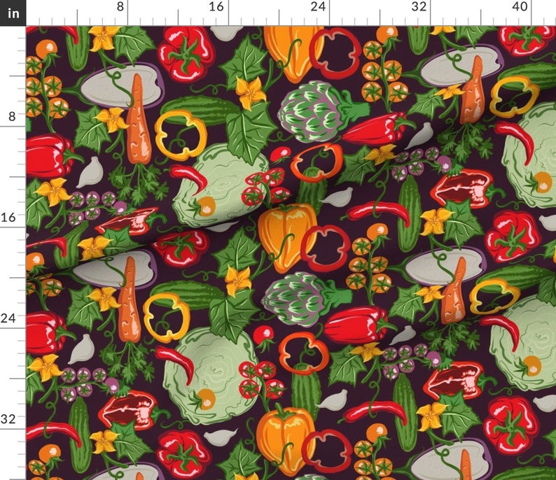 Farm Fresh Vegetables Fabric Funny Farm by Torysevas Farm Etsy