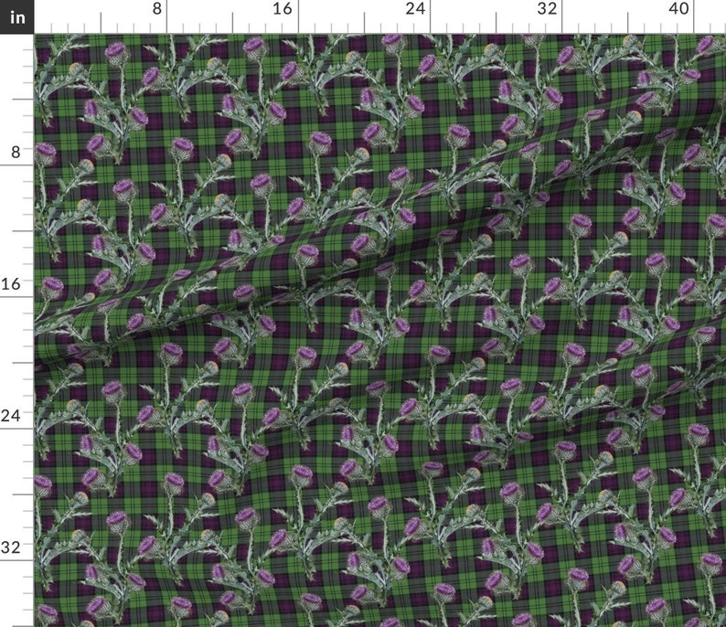 Tartan Thistle Fabric Feochadan Tartan By Lilyoake Tartan Green Purple Scottish Plaid Cotton Fabric By The Yard With Spoonflower image 3