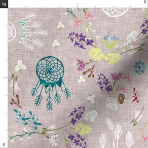 Dream Catchers Fabric - Wildflower Dreams Grey Purple Southwestern Boho By Nouveau Bohemian - Cotton Fabric By The Yard With Spoonflower image 3