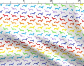 Dachshund Fabric - Weiner Dog Dachshund Watercolor Rainbow By Littlearrowdesign - Watercolor Dog Cotton Fabric By The Yard With Spoonflower