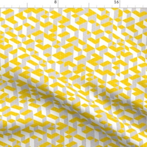 Geometric Fabric - Isoterra - Gold By Guerrillathreads- Geometric Design Shapes Yellow Gray White Cotton Fabric By The Yard With Spoonflower